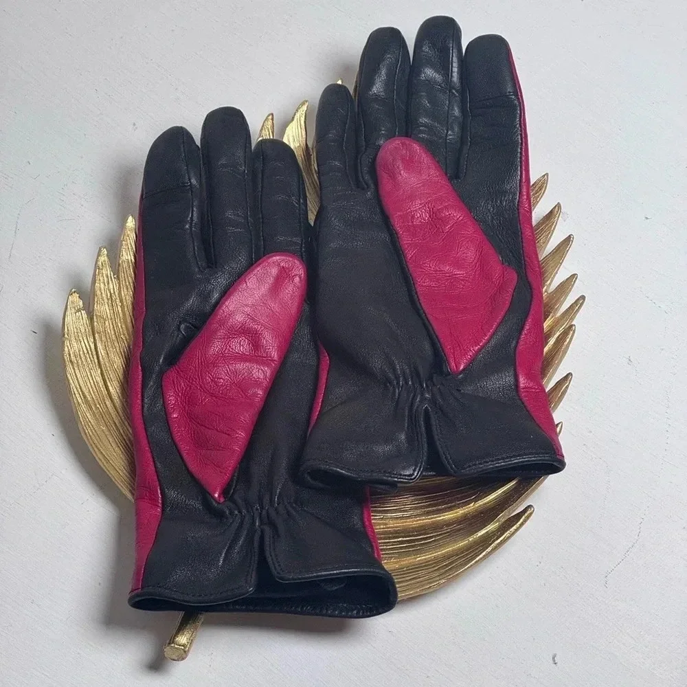 Kate Spade NY ♠️ Leather Colorblock Bow Gloves- M